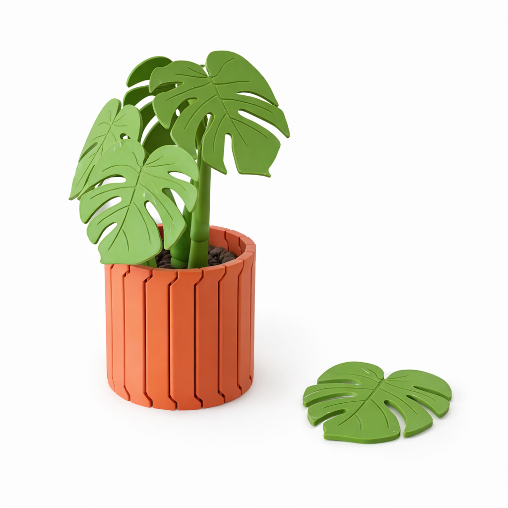 Monstera Coaster Set (Gen 2) – Dekorative Pflanze & Untersetzer in einem!